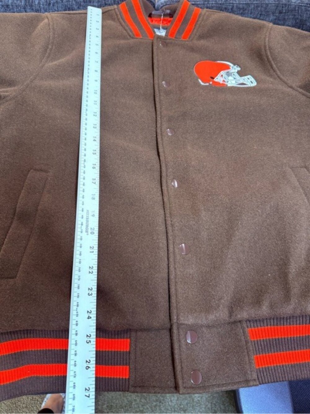 Ultra Game NFL Cleveland Browns Varsity Jacket Coat Brown Orange Mens Medium NWT - Picture 15 of 15
